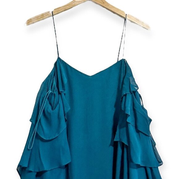 Haute‎ Hippie Finale Cold-Shoulder Ruffled Silk Mini Dress, Size 4, NWT - Picture 7 of 16